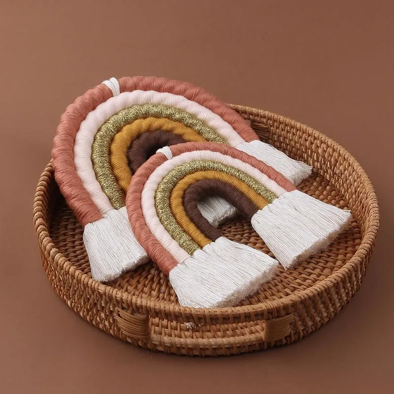 Decoratieve objecten beeldjes dropship 5 lagen nordic macrame regenboog muur decor voor slaapkamer kwekerij baby kinderkamers kleurrijke wandtapijt