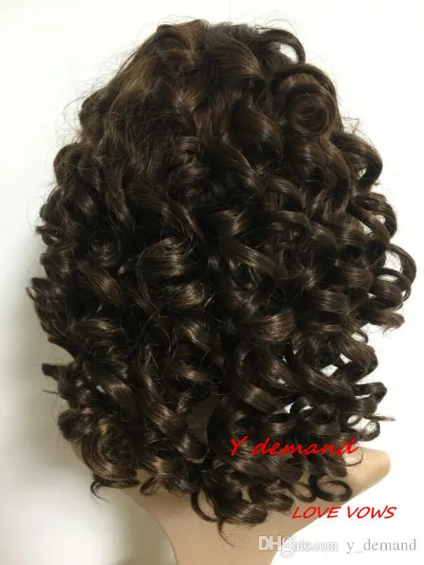 Newest Fashion Short BOB Brown Wavy Curly Hair Afro Wig Siulation Brazilian Human Hair Wigs Full Wigs In stock Y demand