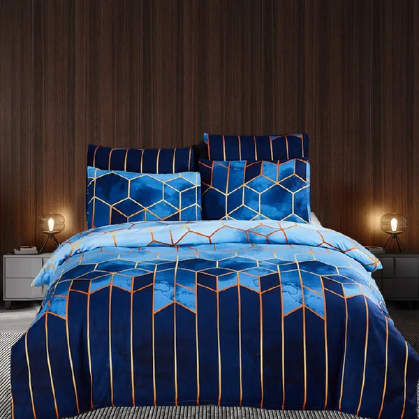Plaid Geometric Gilt Duvet Cover Set Nordic 240x220 King Bedding Sets Quilt Covers Bed Set Queen Size Polyester(No Bed Sheet)