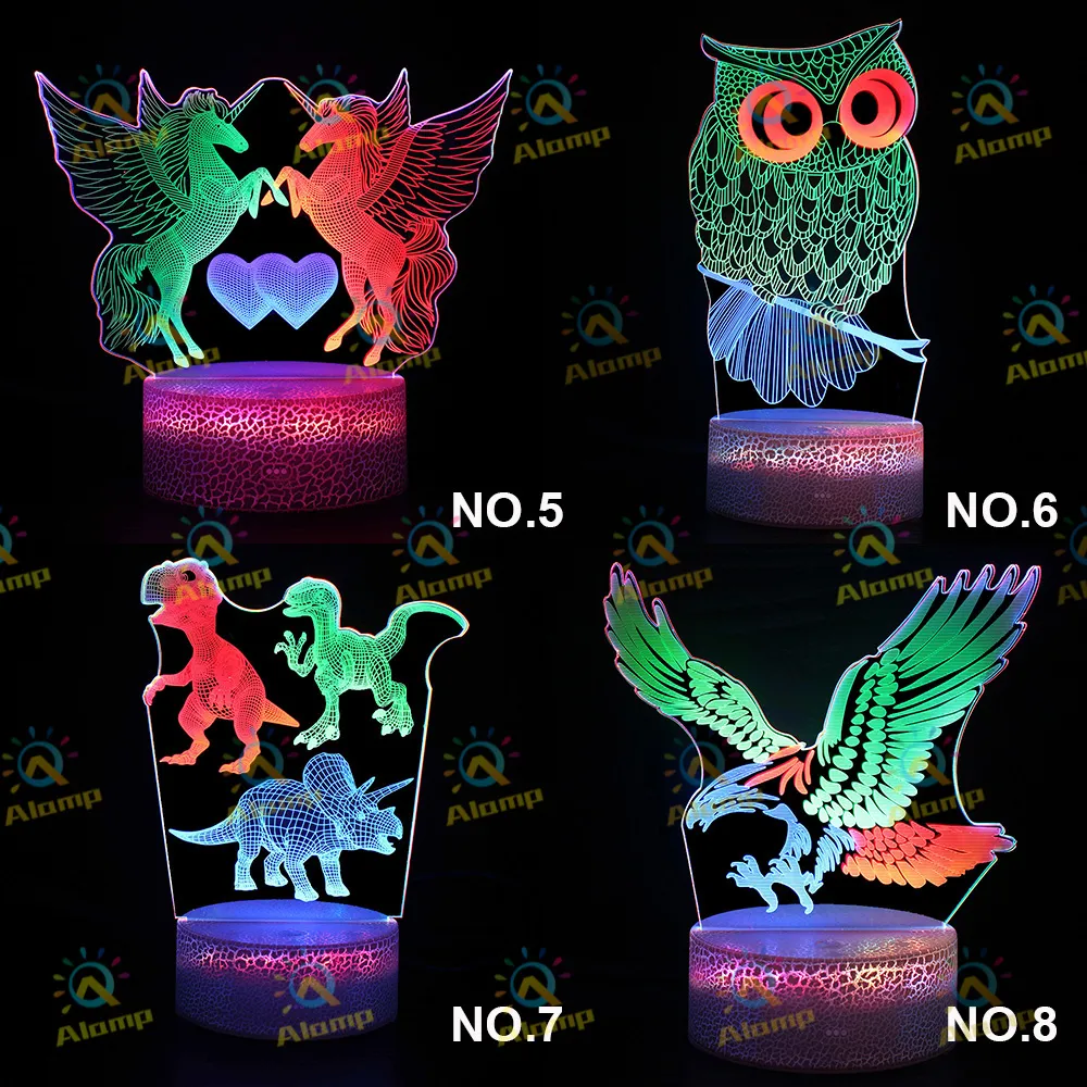 3D Illusion Peacock Night Light – 7 Color Change LED, Touch USB Lamp, Kids Room Decor Gift - View #8
