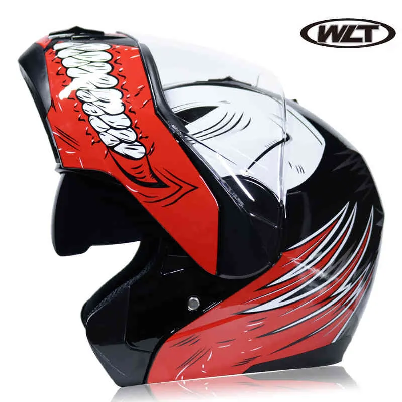 Casque de course de moto Casco à double lentille modulaire à rabat approuvé par le DOT