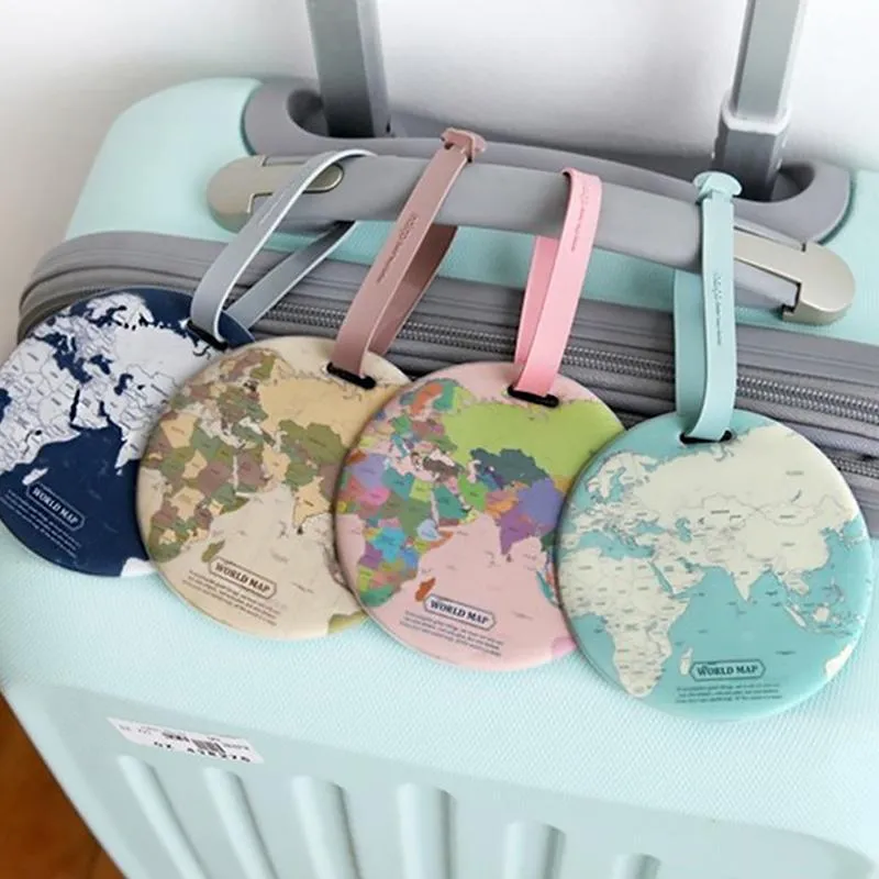 Trousses de toilette étiquette de bagage sac en PVC pendentif femmes accessoires de voyage mode étiquette ronde valise ID adresse titulaire