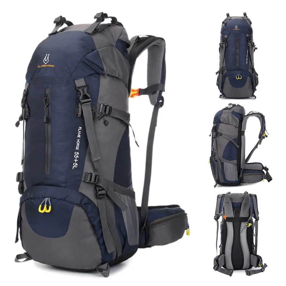 60L Vandringsryggsäck Vattenbeständig Utomhus Sport Trekking Bergsklättring Travel Ryggsäck Sko Fack för män Kvinnor Camping Q0721