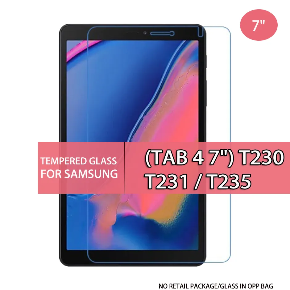 Застреленный стеклянный экран таблетки для Samsung Galaxy Tab 4 7 "T230 T231 T235 7-дюймовый стекло в мешке OPP