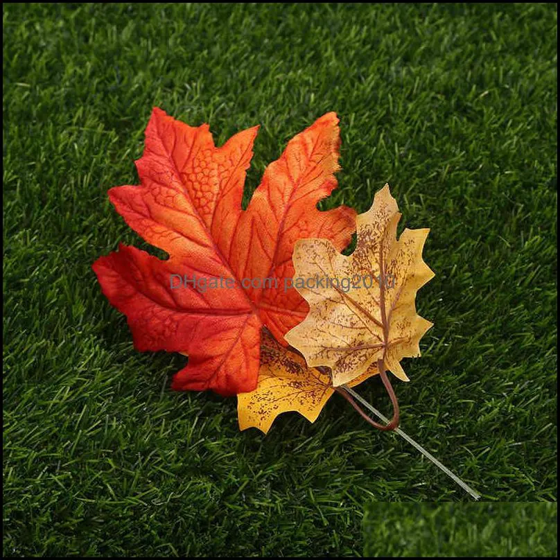 Christmasimitation Real and Fake Maple Leaf with Pole Decoration Photo Props Autumn Plastic Yellow Fallen Large Leaves