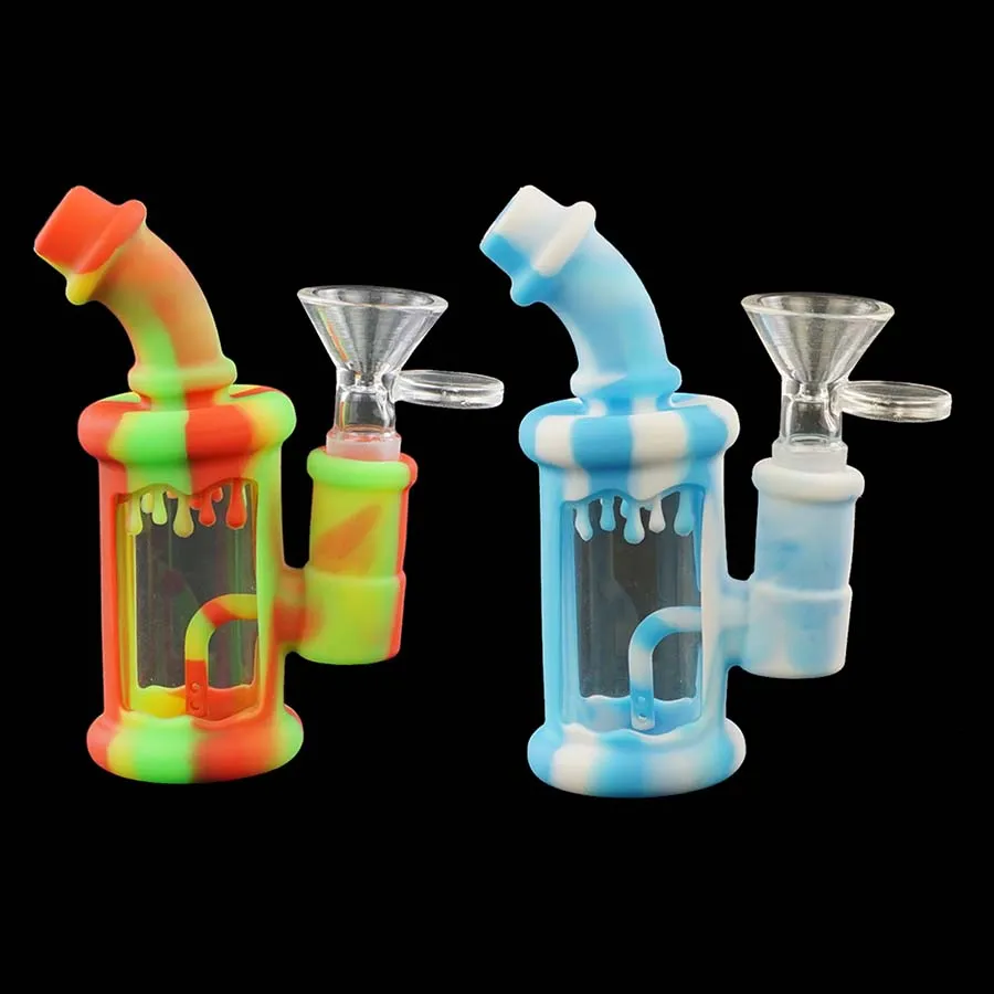 4.5 inç Silikon Bongs Percolators Cam Su Borular Shisha Nargile Bong Cam Setleri Bongs Dab Rigs