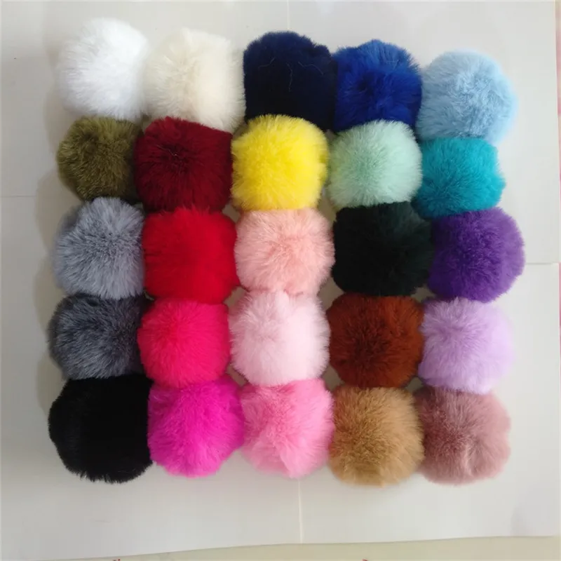 가짜 모피 폼폰 공 솜털 모조 토끼 모피 Pompom 부드러운 6cm Pom Poms DIY Bobbles 헤어 리본 후프 액세서리 100pcs GR152 40 Y2