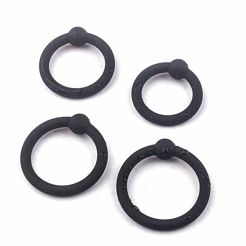 Massage 4pcs / set Silicone Cock Ring Pour Homme Stretchy Penis Lock Sleeve Produit Adulte Mâle Retarder L'éjaculation Sexy Jouets Pour Hommes Cockring