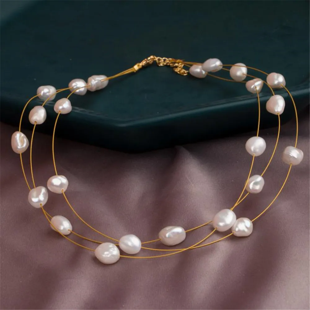 Ykknrbph Mulheres Barroco Pearl Long Colar Casamentos / Partido Presente Fine Jewelry Chains q0531