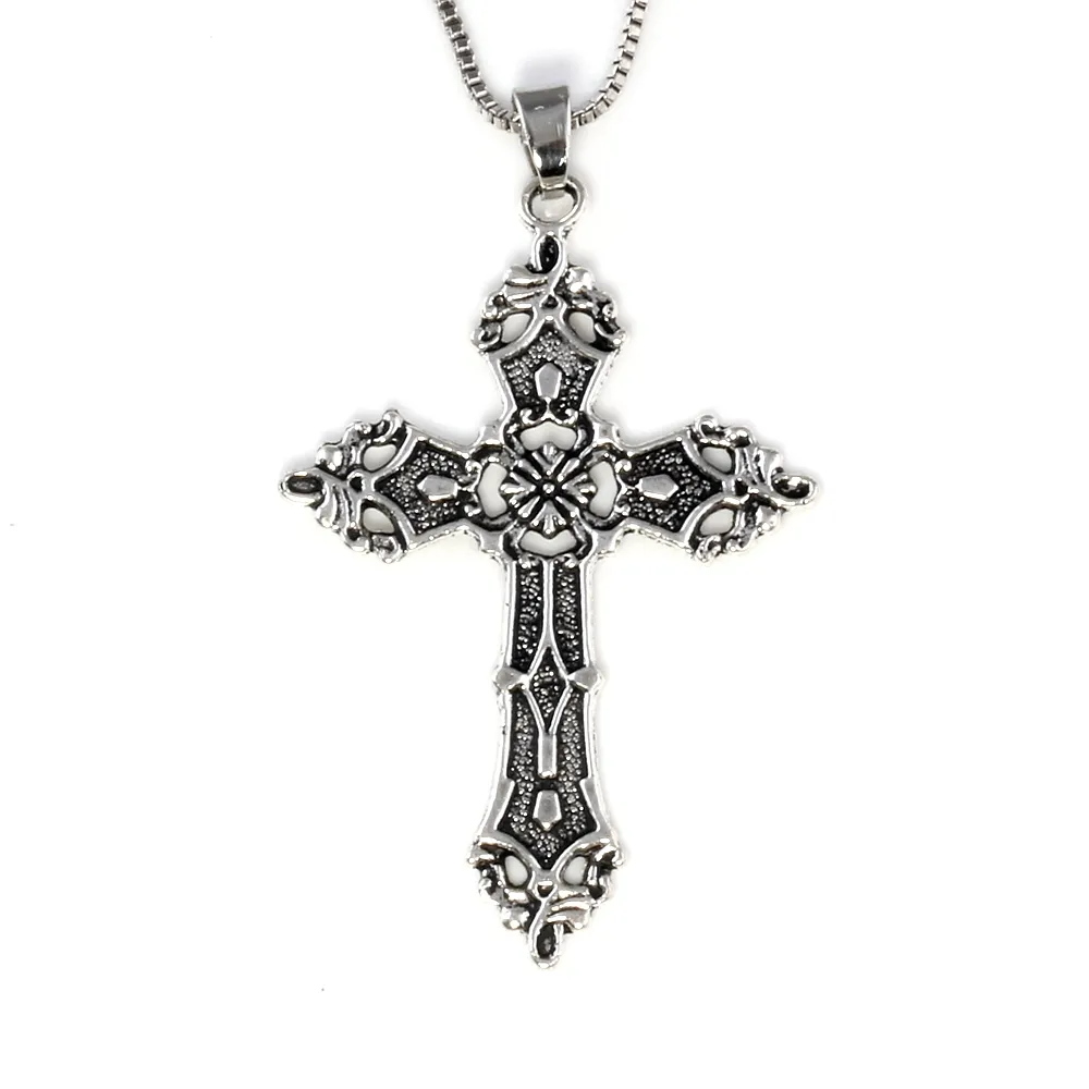 20Pcs Vintage Cross Pendant Necklace Men Women Long Chain Gothic Jewelry Accessories