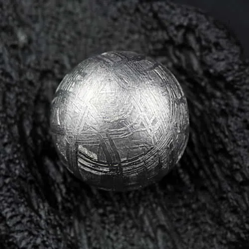 100% Genuine Natural Gibeon Iron Meteorite Moldavite Loose Round Beads Rose Silver 7mm One Bead AAAAA (2)