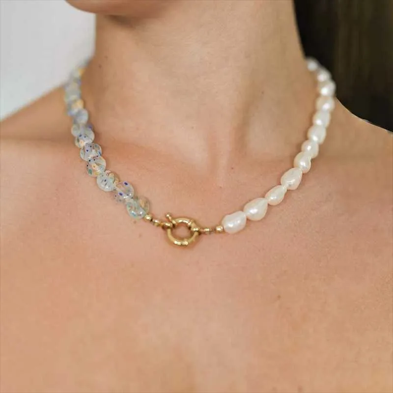 Chokers feitos à mão jóias clássicas de água doce natural de água de pérola porcelana de porcelana curta gargantilha para mulheres acessórios de moda