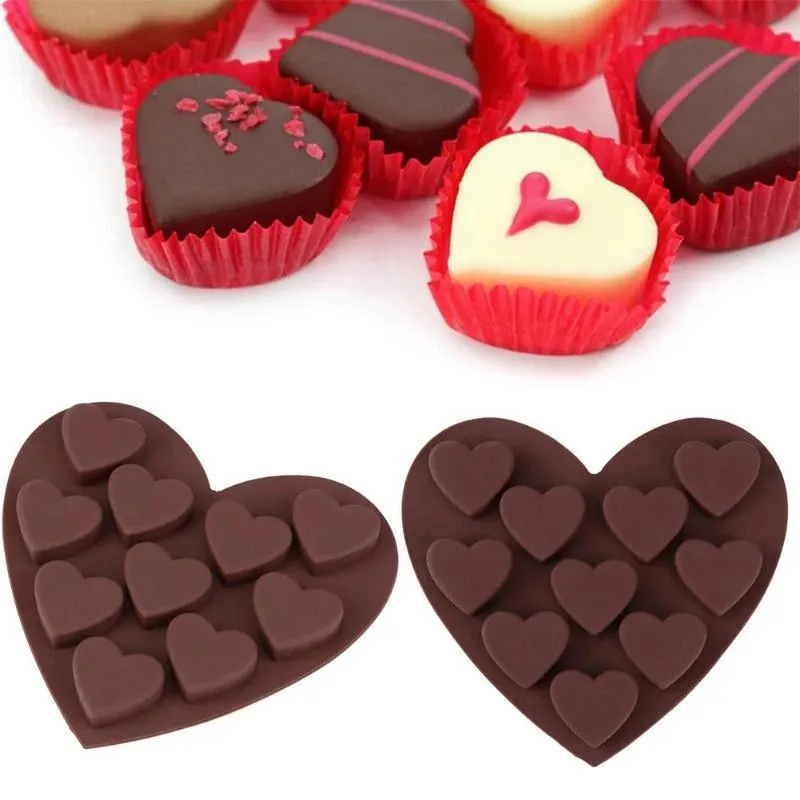 DHL 10-Cavity DIY Heart Shape Soap Mold Silicone Chocolate Candy Mould Soap Making Supplies For Cake Decoration Tool