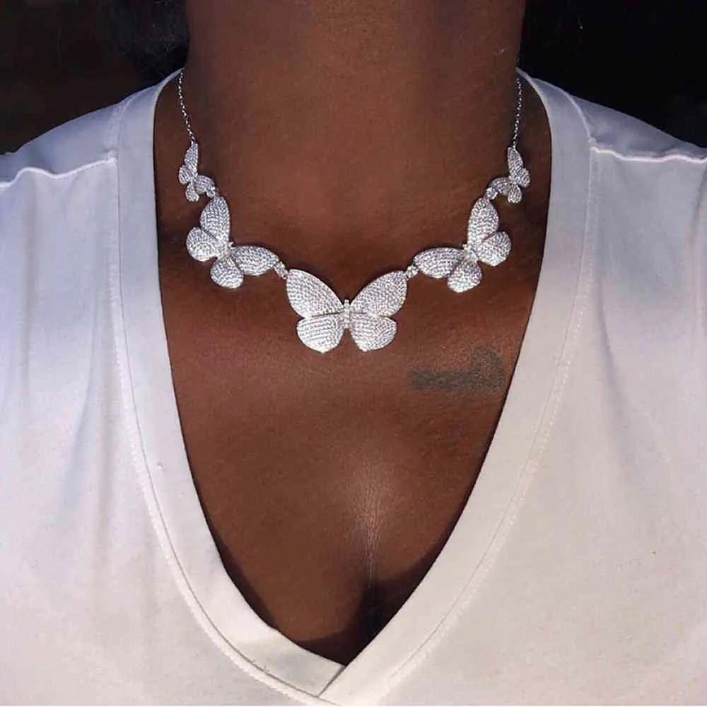 Charme papillon diamant cz pendentif 14K or blanc rempli tour de cou fête mariage pendentifs collier pour femmes bijoux de mariée cadeau