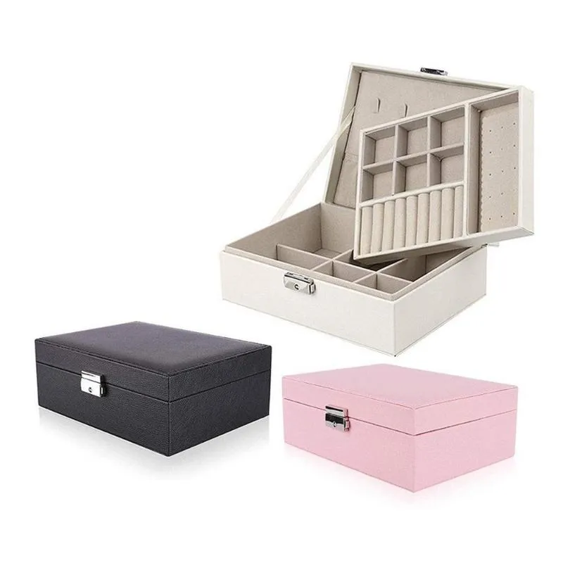 Bathroom Storage & Organization Exquisite Jewelry Box Women Leather Packaging Necklace Rings Earrings Bracelet Organizer Display Gift Boxes