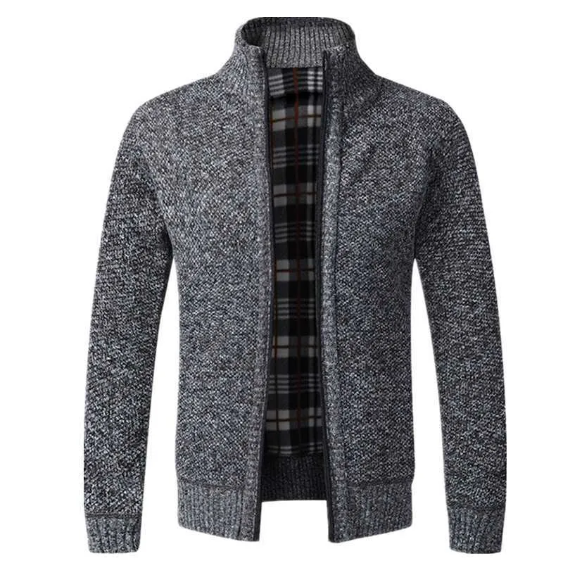 AIOPESON Slim Fit Cardigan Men Stand Collar Casual Outwear s Sweater Autumn Winter Business Warm Clothing 210909