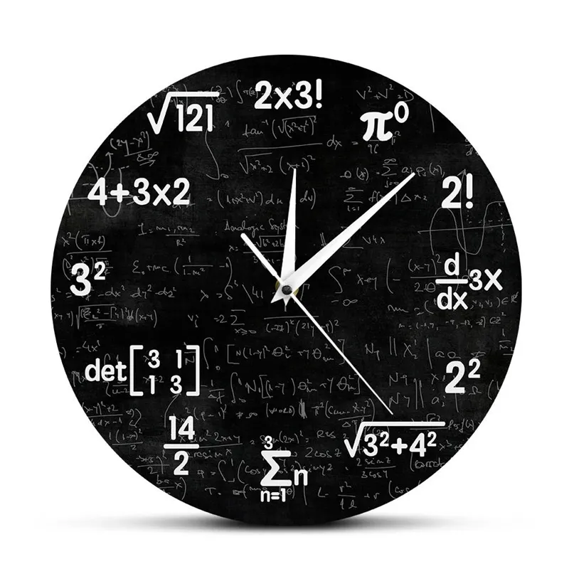 Math Wall Clock Mathematics Clock Graduation Gift Gifts For Kids Math Formulas Icons Wall Clock Classroom Decor Gift For Teacher 210310