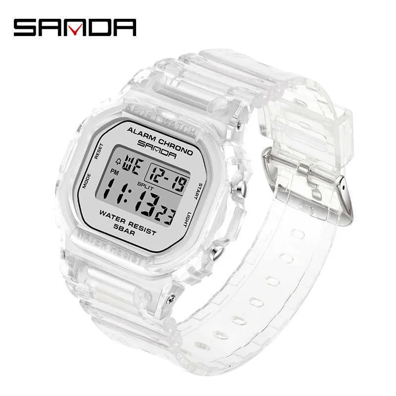 Sanda Mode Sport Watch Kvinnor Transparent Rem Led Digital Clock Ladies Electronic Watch Reloj Mujer Relogio Feminino 2009 G1022