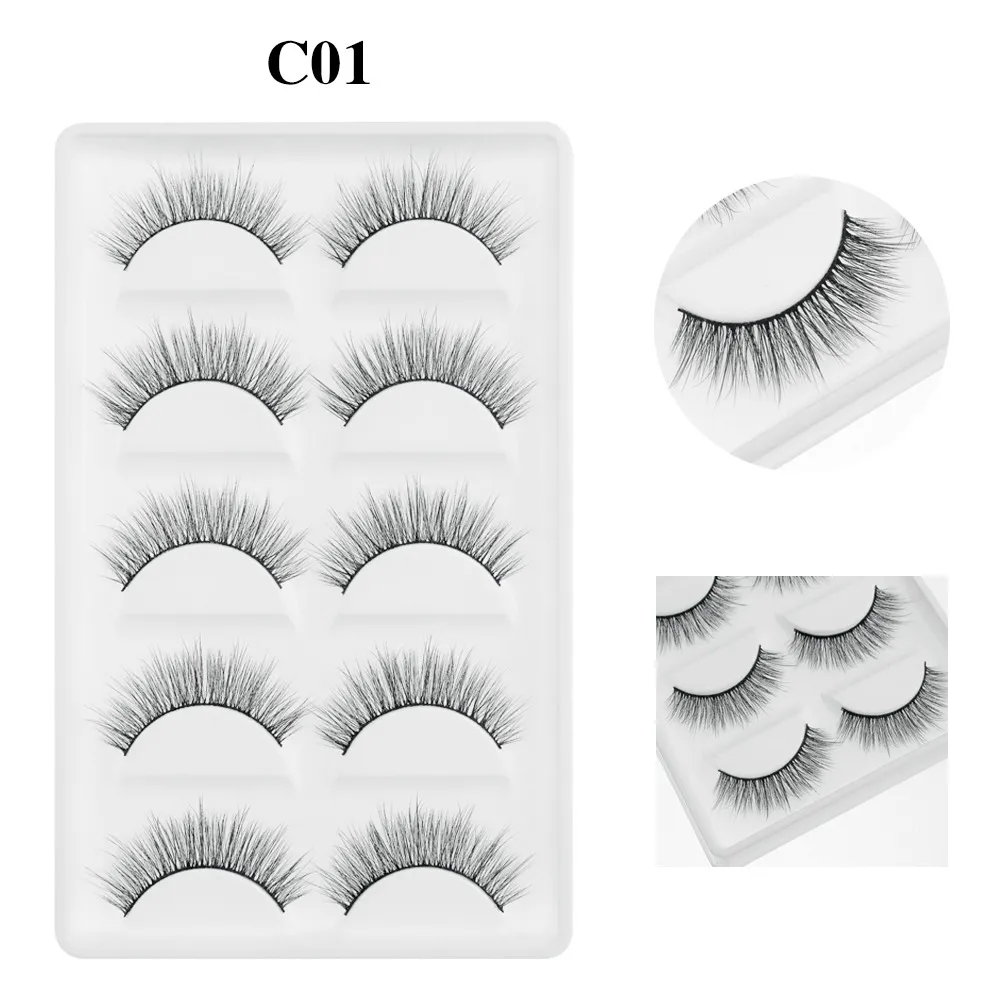 5 paires 6D mink cils naturels faux cils de cils de cils doux faux cils rallonges maquillage en gros