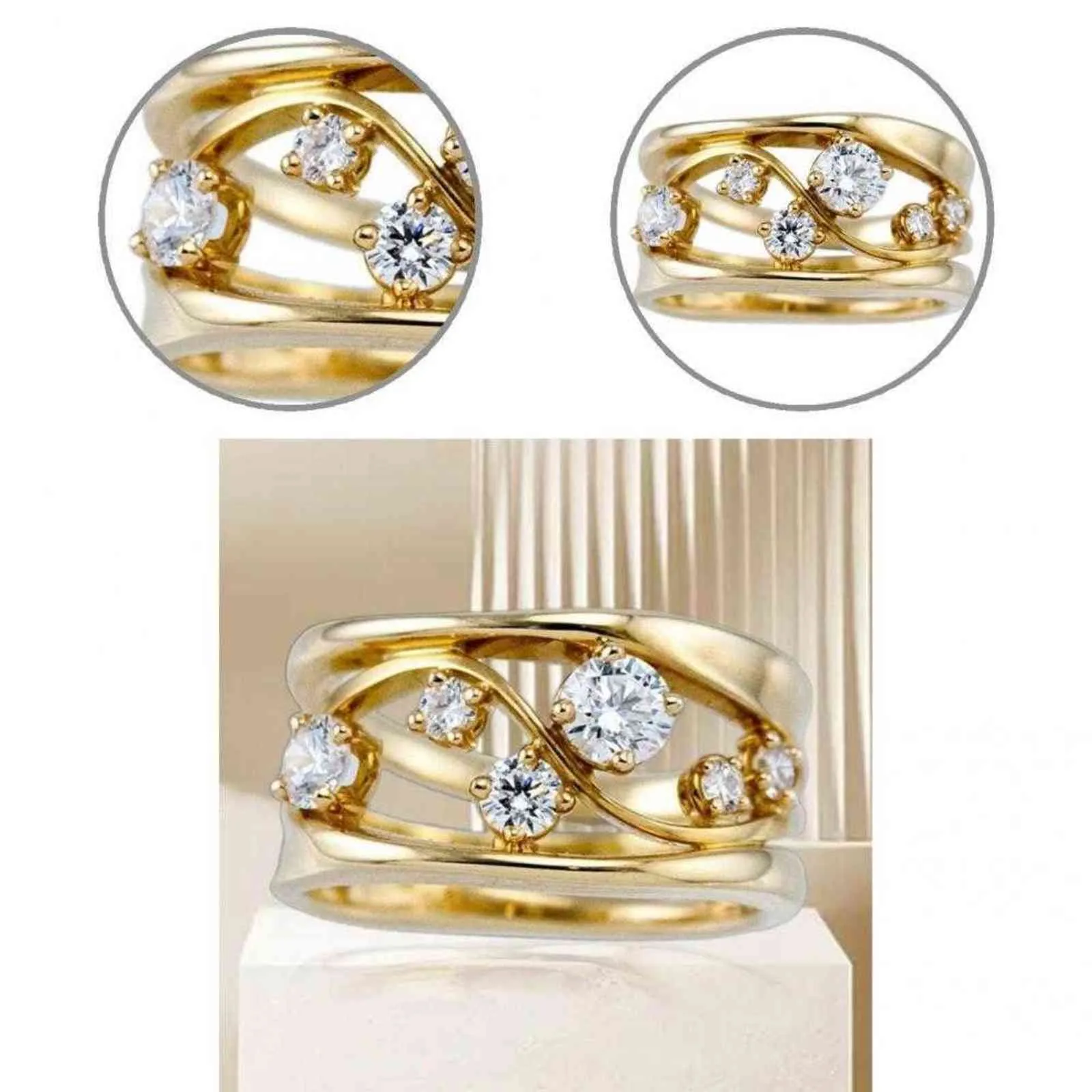 Female Ring Anti-wear Hard to Fade Eye-catching Exquisite Wave Shape Girls Ring Women Ring for Banquet G1125