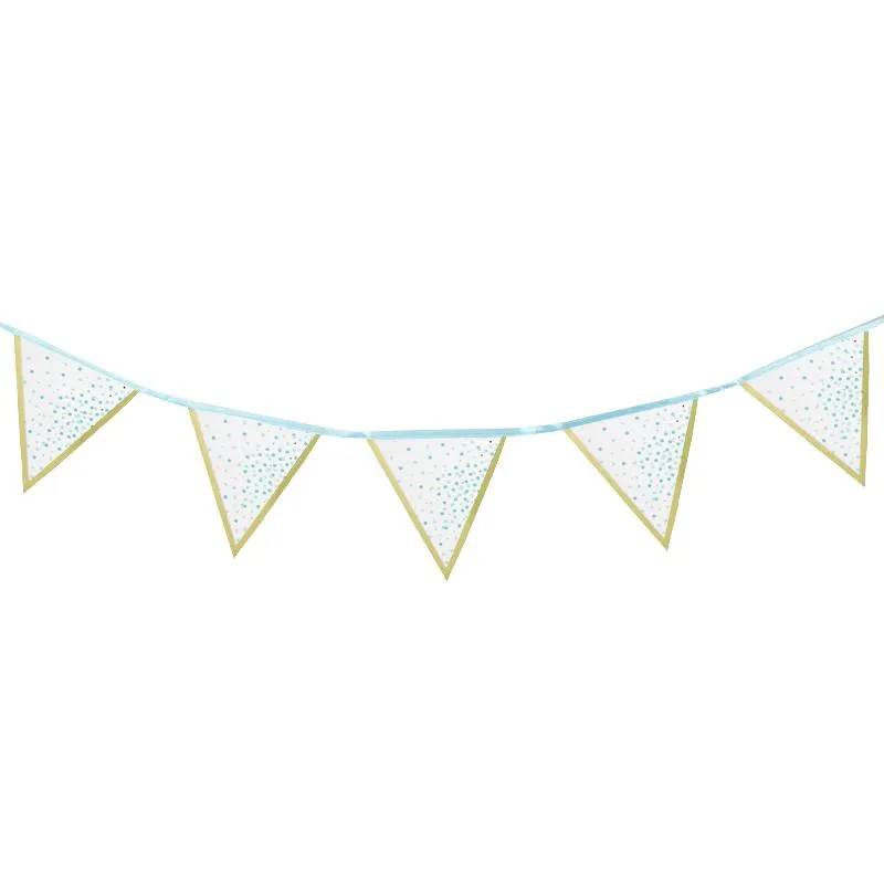 Party Decoration 3.5M Baby Blue Disposable Dot Gold Foil Paper Banner Boys Birthday Wedding Holiday DIY Eco-Friendly