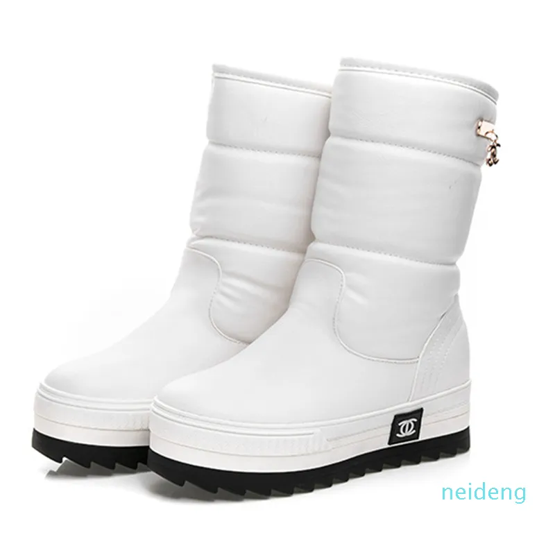 Großhandel-2021 Frauen wasserdichte Schneestiefel Schneeflocke Baumwolle super warme Schuhe Damen Winter Plattform Mid-Calf Stiefel # SD23