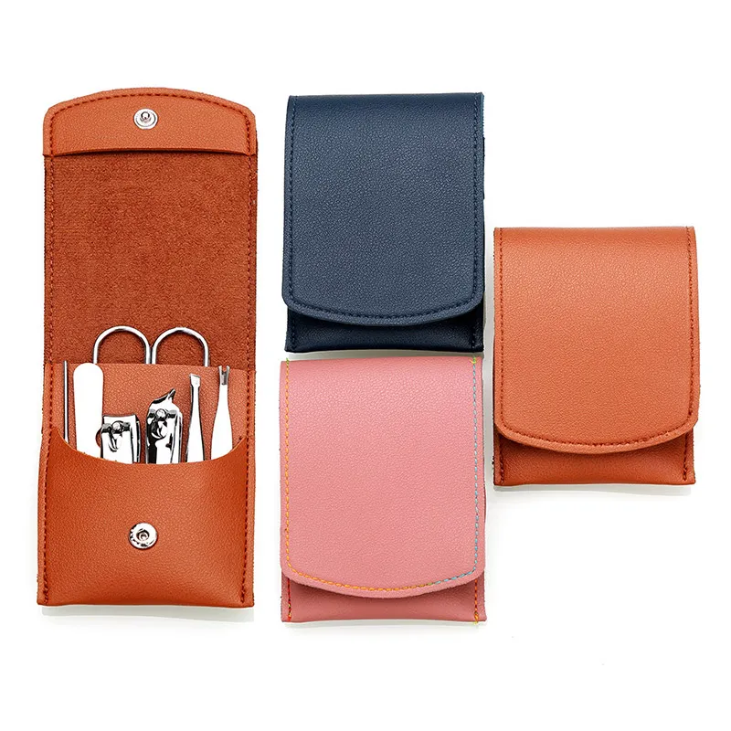 4-color Leather Buckle 7-piece Nail Clipper Set الديكور مسمار أداة تعيين هدية مسمار كليبرز شحن مجاني