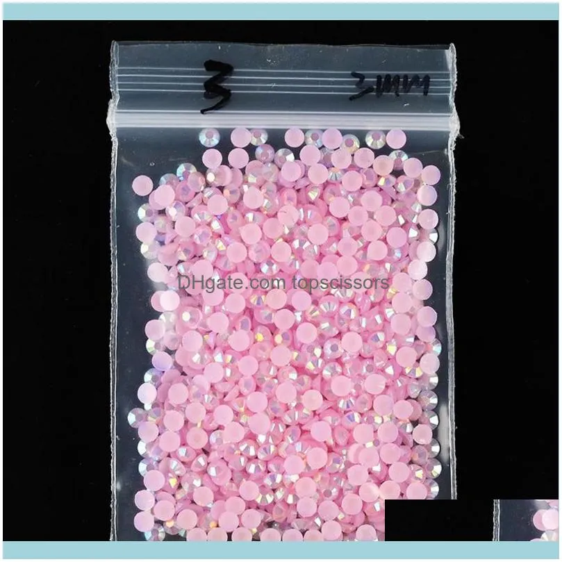 Nail Art Decorations 1000pc/Bag 3mm Jelly Resin Rhinestones Flat-Back AB Color Crystal Strass 3D Charms Gems Manicure Tc#82