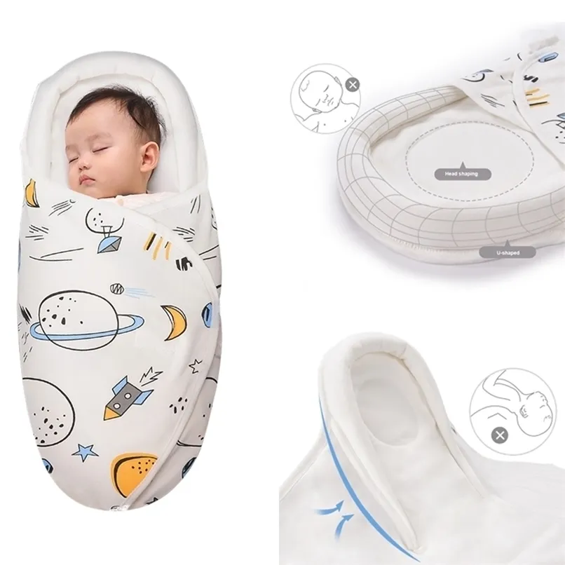 Baby Sleeping Bag Portable Born Shaped Pillow Design Wózek Wózek Bawełniany Koc Pieluchy Swiastdle Sleepsack Cocoon dla 0-6m 220209