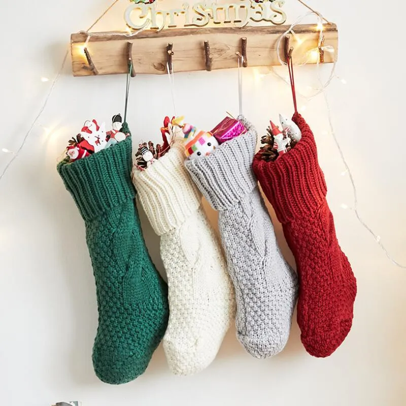 Yeni kişiselleştirilmiş yüksek kaliteli örgü Noel çorap hediye çantaları örgü Noel dekorasyonları Noel çorap büyük dekoratif çorap
