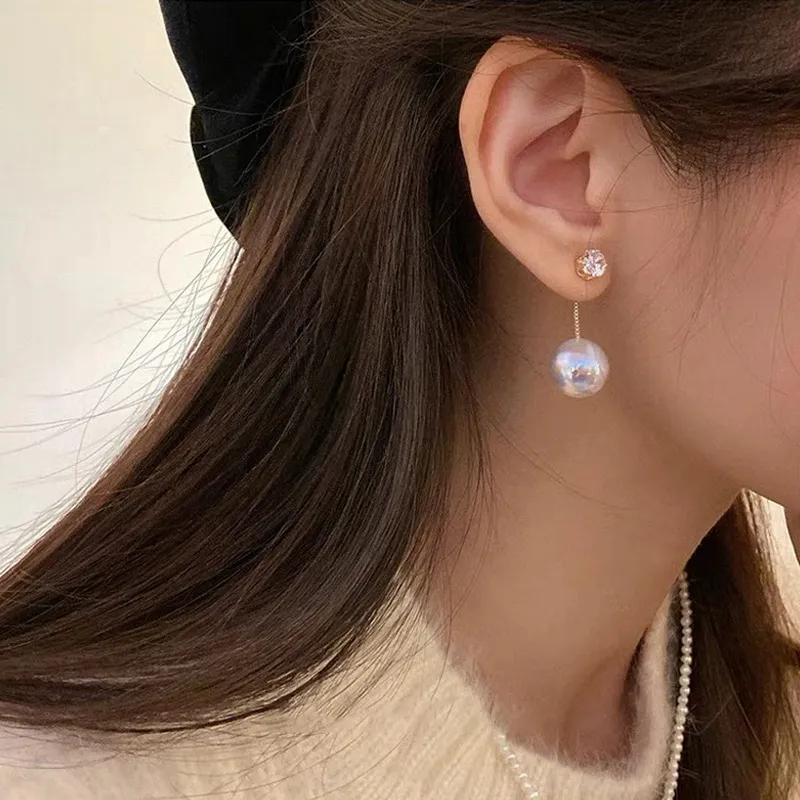 Afshor 2022 ny mode charm zircon pärla örhängen för kvinnor koreanska eleganta pärla bouke d'oreille enkla geometriska smycken
