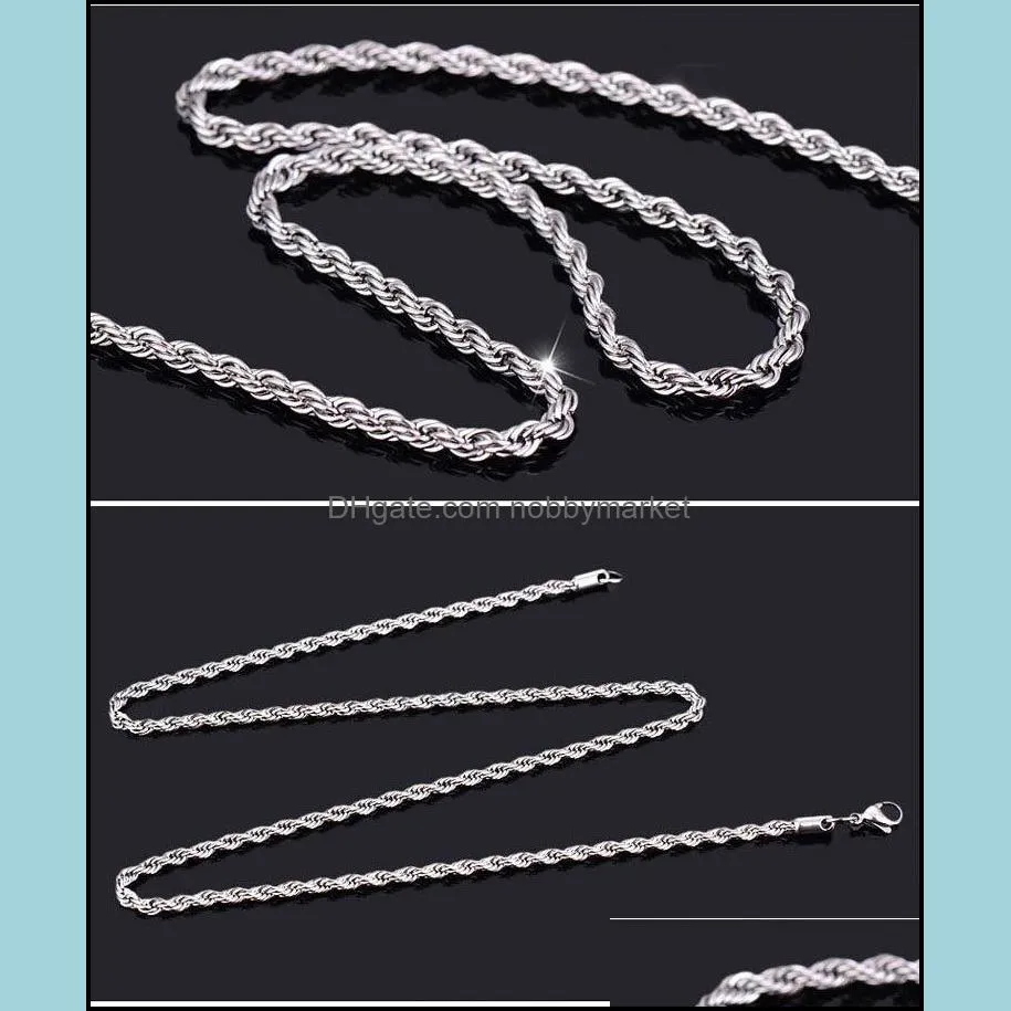 4MM 925 Sterling silver twisted Rope chain 16-30inches Female Luxury High quality necklace For women&men Fashion Jewelry in bulk