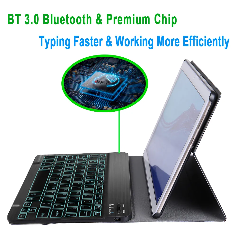 Étui pour clavier Bluetooth rétro-éclairé, pour Huawei Mediapad T5 10 10.1 AGS2-L09 AGS2-W09 AGS2-L03, housse pour Huawei T5 10.1
