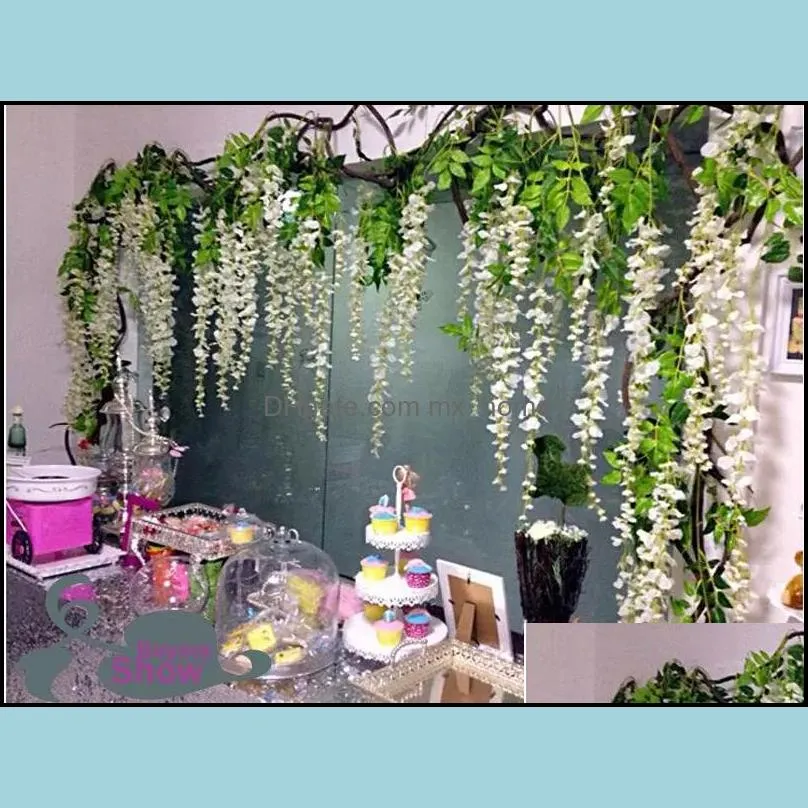 110cm Wisteria Wedding Decor 6 colors Artificial Decorative Flowers Garlands for Party Wedding House with Free Shipping