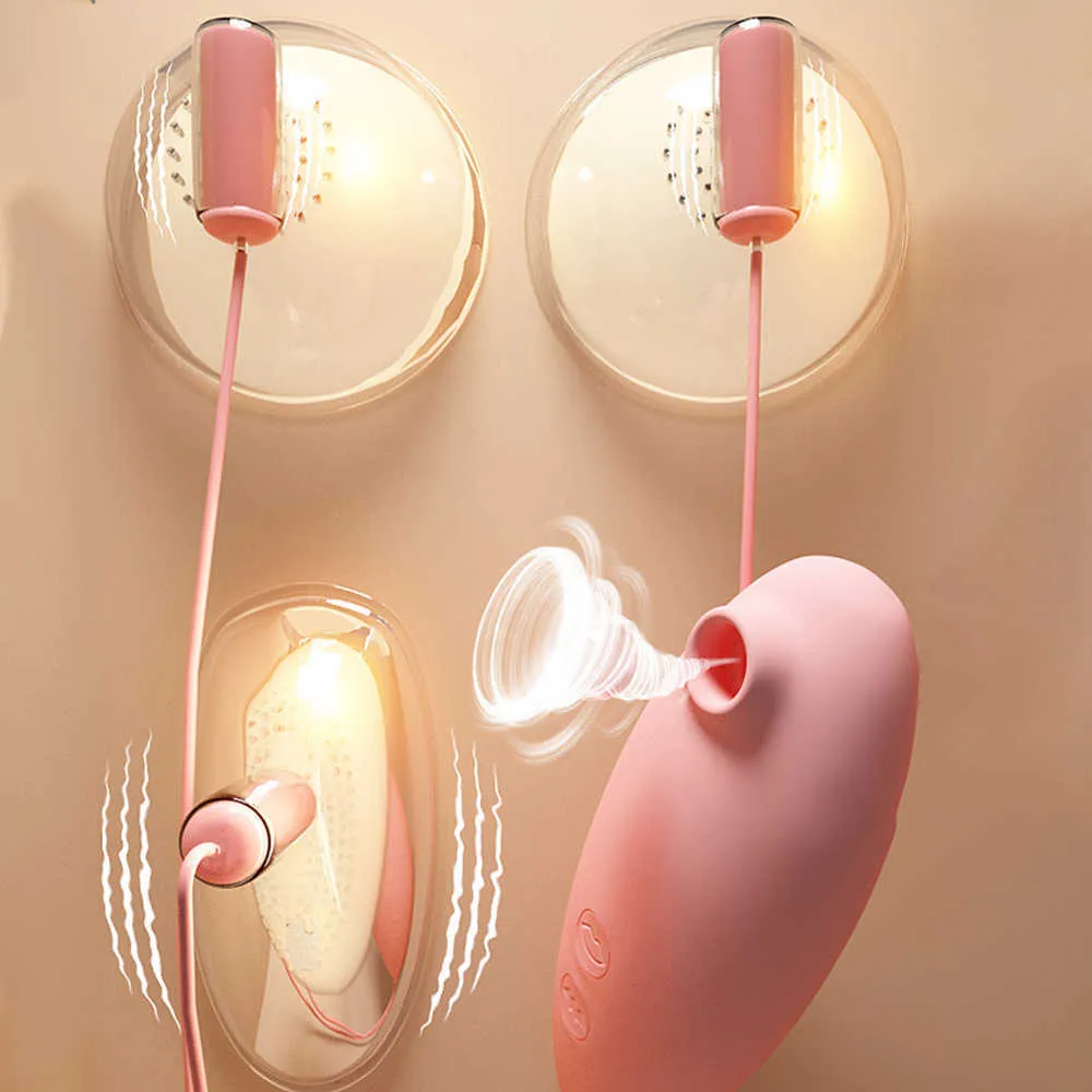 4 i 1 fittpump för vagina klitoris sugande vibrator bröstvårtstimulator sugande bröstmassager Förstora Vakuumpump Sexleksaker P0818
