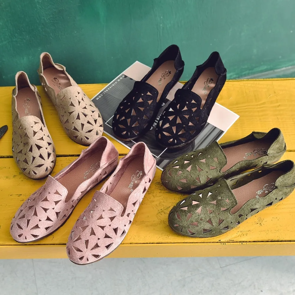 أحذية نسائية مسطحة في الصيف اليدوية الكورية نمط جولة رئيس المضادة للانزلاق الأحذية عارضة
