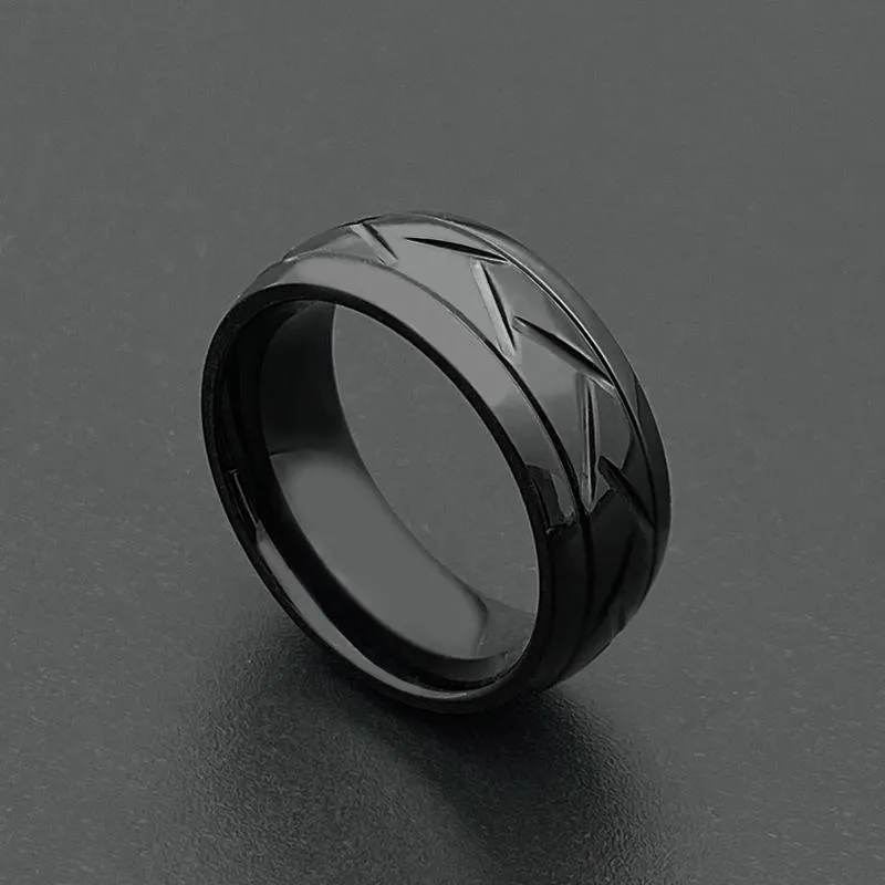 Retro punk gótico jóias cor preta 316l aço inoxidável anel de titânio senhoras anéis para homens feminino presente de casamento tamanho 8 9 10 11247a