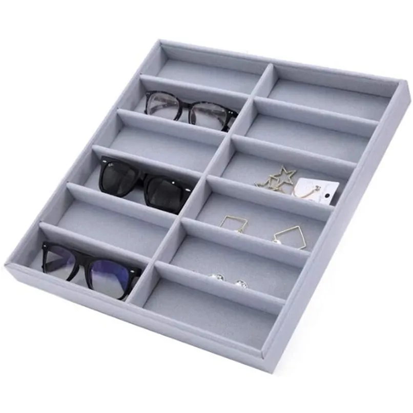 6/12 Grid Okulary Przechowywanie Box Organizator Okulary Wyświetlacz Obudowa Uchwyt Okulary Eyeglasses 210922