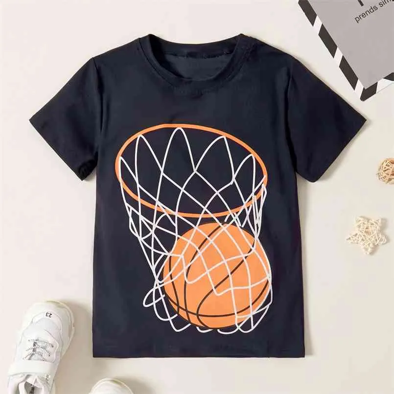 Sommar 1 pc Kid Boy Short-Sleeve Bomull Casual Sport T-shirt 210528