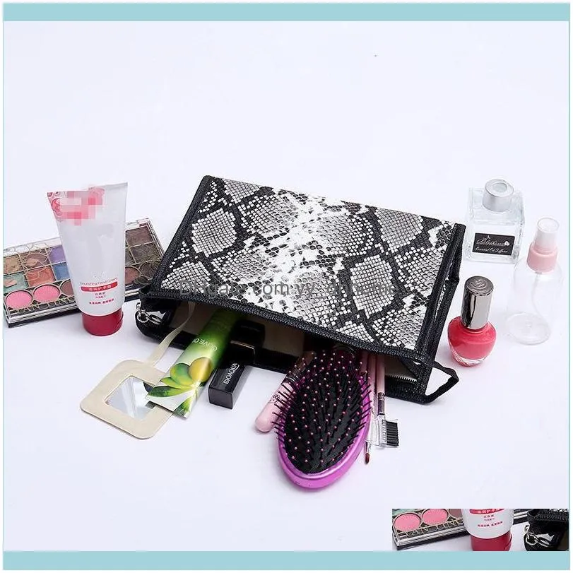 Fashion Women Snakeskin Printing Cosmetic Bags Makeup Case Coin Purse Travel Bathroom Toiletry Beauty Kit Organizer Wash Bag1