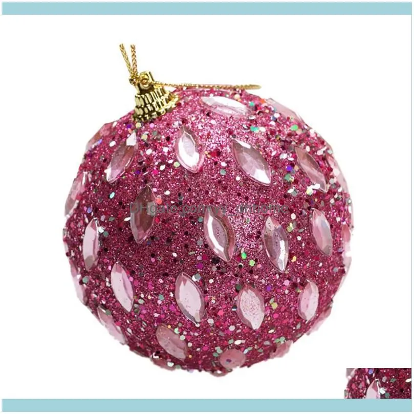 8CM Christmas Ball Ornaments Christmas Rhinestone Glitter Baubles Balls Hanging Tree Xmas Tree Ornament Decoration for home1