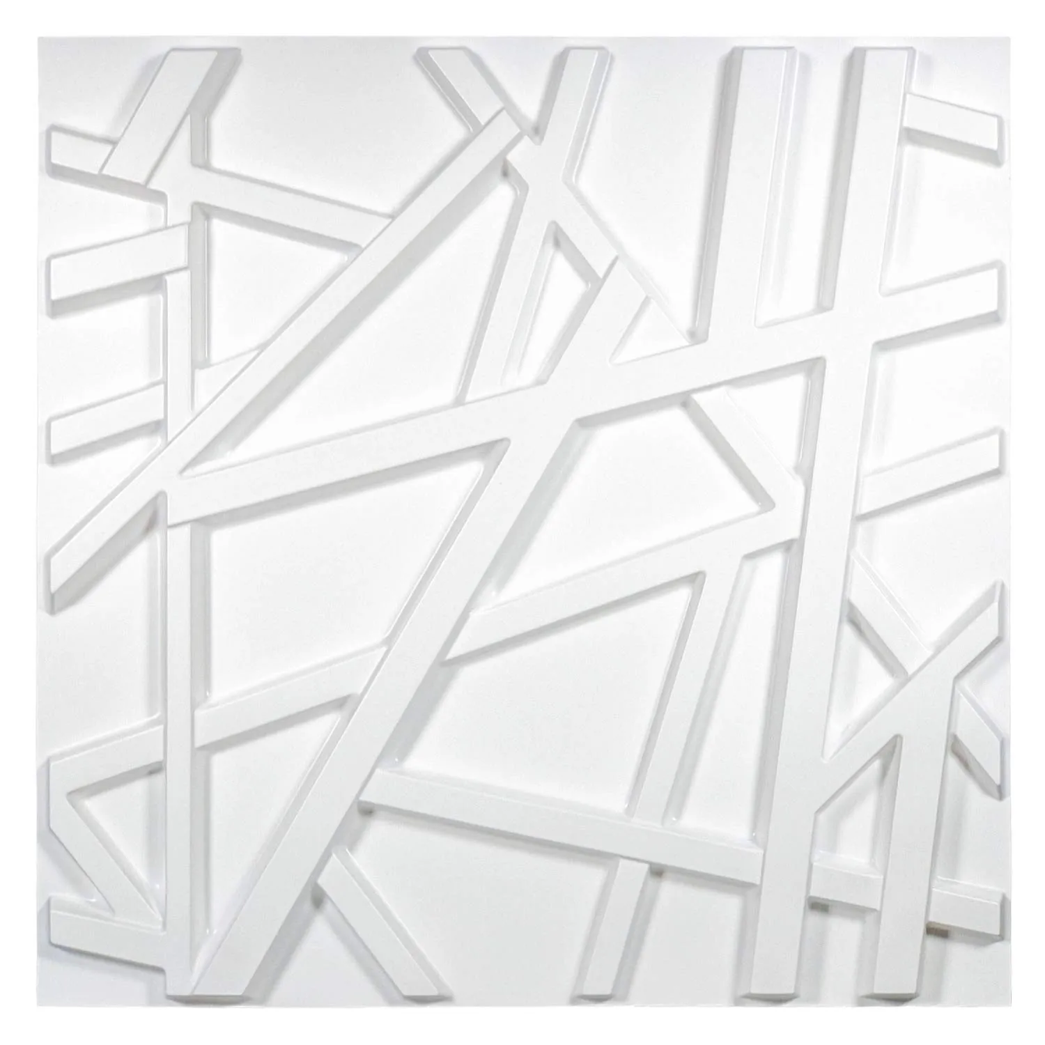 Art3D 50x50cm Paneles de pared plásticos blancos 3D pegatinas insonorizadas Líneas de cruce geométricas insonorizadas para la sala de estar Dormitorio TV Fondo (paquete de 12 azulejos 32 pies cuadrados)
