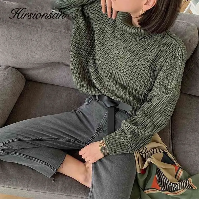 Hirsionsan Turtle Neck Sweater Kvinnor Koreanska Eleganta Solid Cashmere Soft Oversized Tjock Varma Kvinna Pullovers Toppar 210806