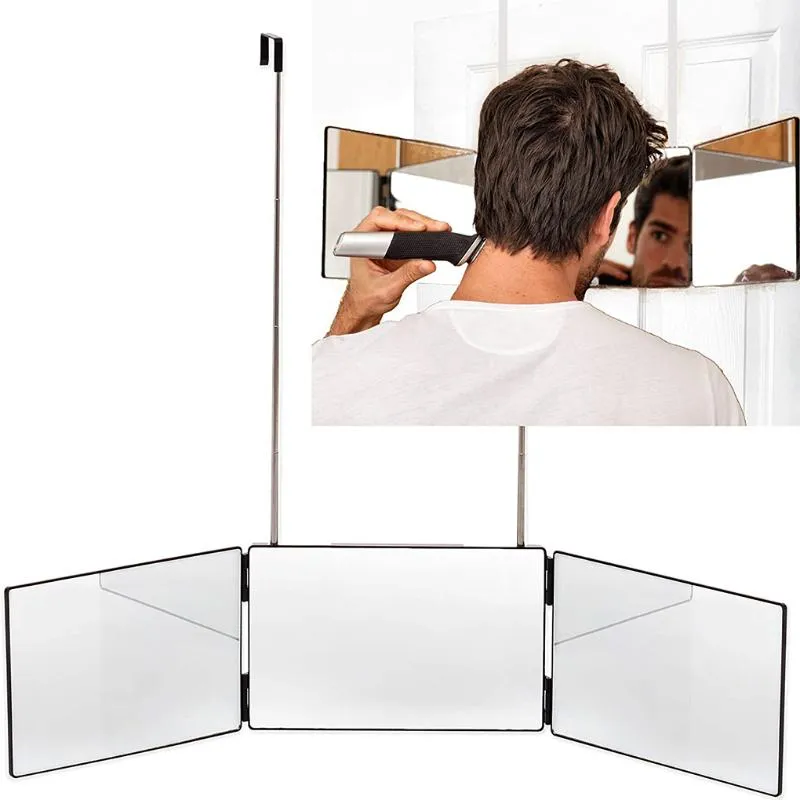 Speglar Makeup Mirror Portable Justerbar ABS Plast Trifold Fällbar Frisör Själv Hårvatten Rakning Kosmetisk Verktyg 360 °