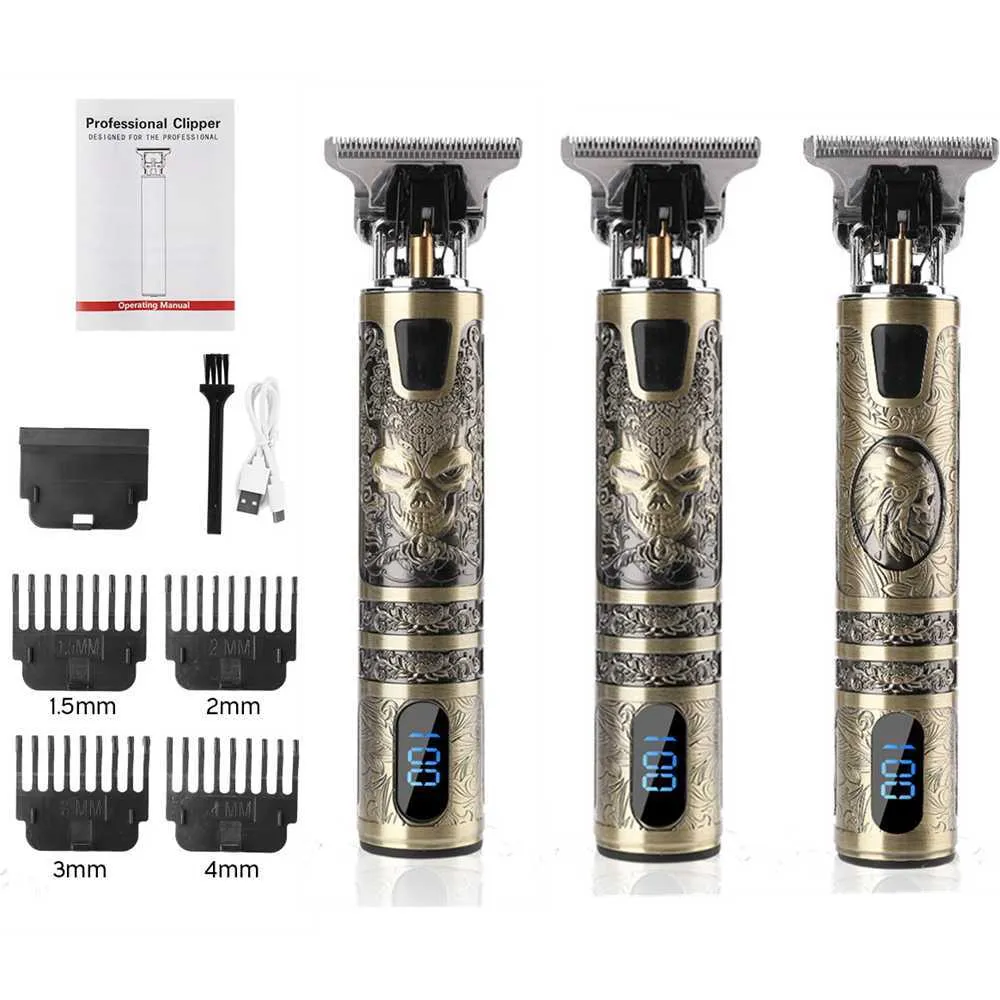 2021 usb máquina de cortar cabelo profissional elétrico aparador de cabelo barbeador aparador barba 0mm máquina de corte de cabelo masculino x0625