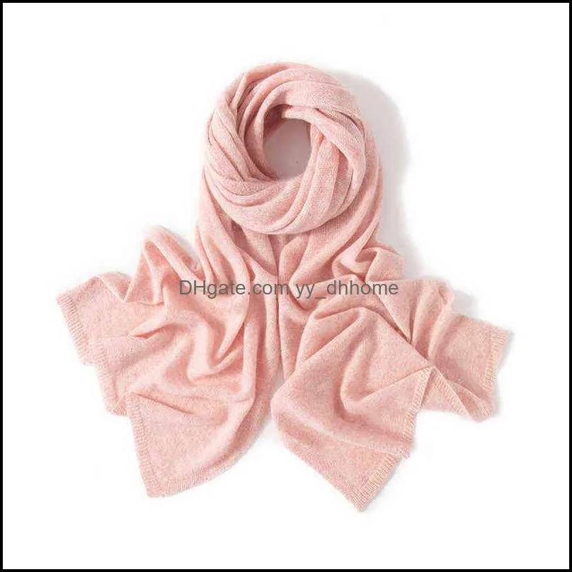 100% Knitting Scarf Women 180*45cm 19Colors Top Grade Winter Autumn Soft Warm Laides Pure Cashmere Scarves 211231