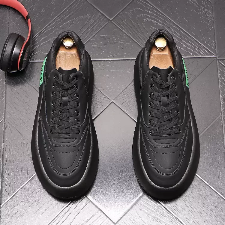 Luxury Designer Black Men"s Wedding Dress Party Shoes Spring Autumn Male High-top Casual Loafers Fashion Lace Up Vulcanized Casual Outdoor Walking Sneakers