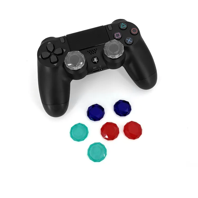 Manette de jeu Clear 3D Diamond Cutting Analog Joystick Caps Thumb Stick Cover pour PS4 Wireless Controller Acrylique Crystal Thumb Grip Fedex DHL EMS LIVRAISON GRATUITE