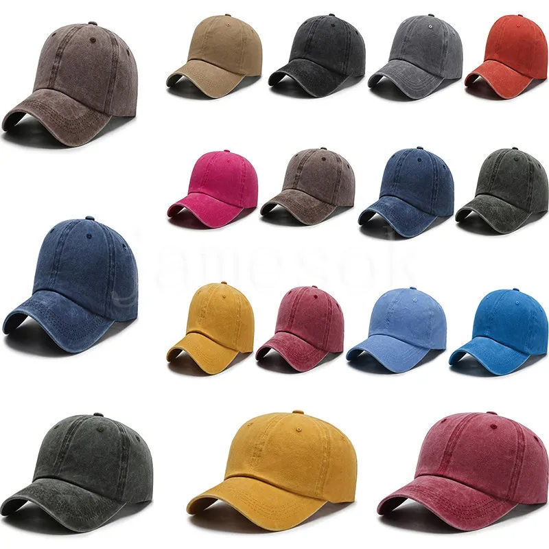 Tampão de beisebol lavado Chapéu de algodão puro Chapéu de chapéu de rua Casual Cap de snapback Adultos Ajustável Moda Sunscreen Sun Chapéu para Festa DB539