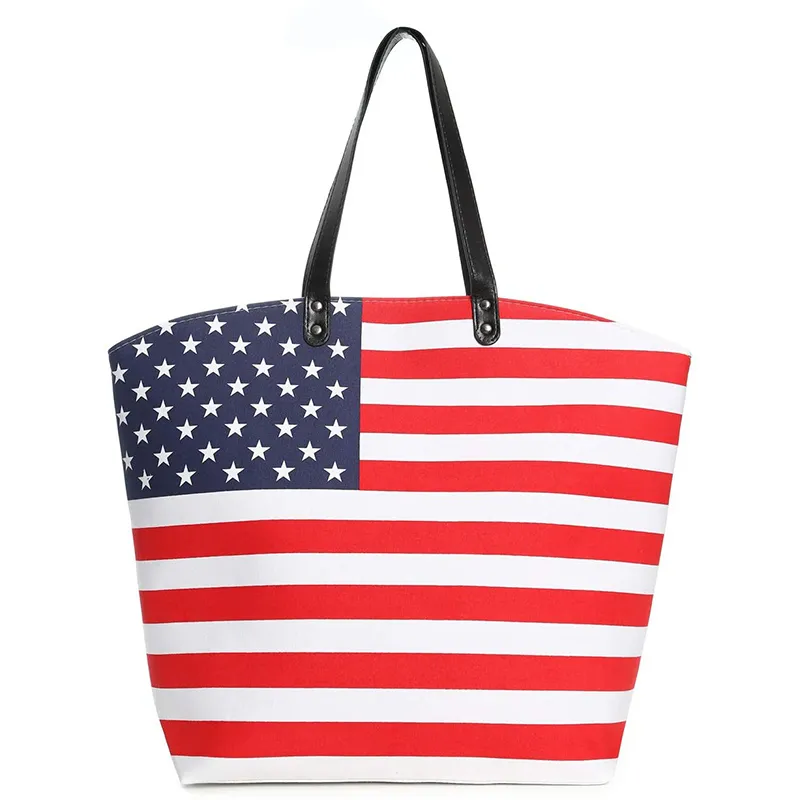 Patriotische USA-Flagge mit Verpfändung von TeleGieft extra große Leinwand Tragbare Tote Umhängetasche für Turnhalle Beach Weekender School Travel Daily REUSA